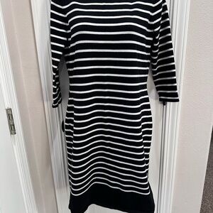 Lauren Ralph Lauren Black and White Striped Midi Dress